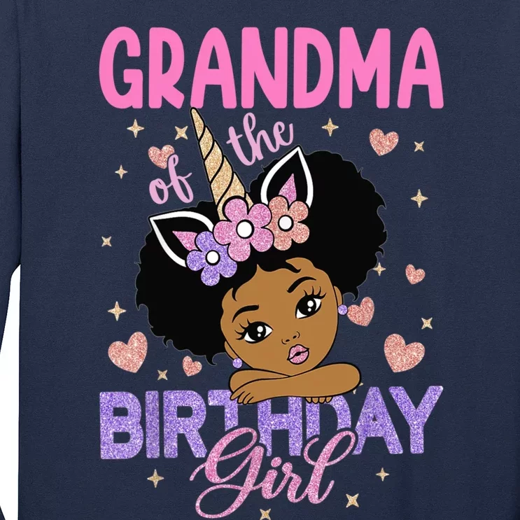 Grandma Of The Birthday Girl Melanin Afro Unicorn 1st Family Long Sleeve Shirt