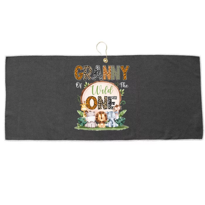 Granny Of The Wild One First Birthday Safari Woodland Large Microfiber Waffle Golf Towel