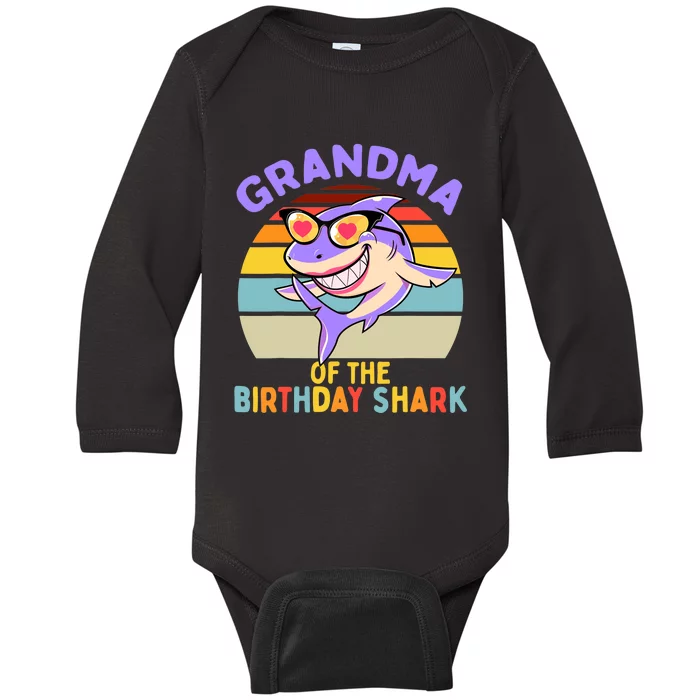 Grandma of the Shark Birthday Matching Family Baby Long Sleeve Bodysuit