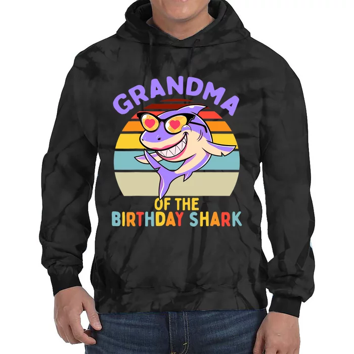 Grandma of the Shark Birthday Matching Family Tie Dye Hoodie