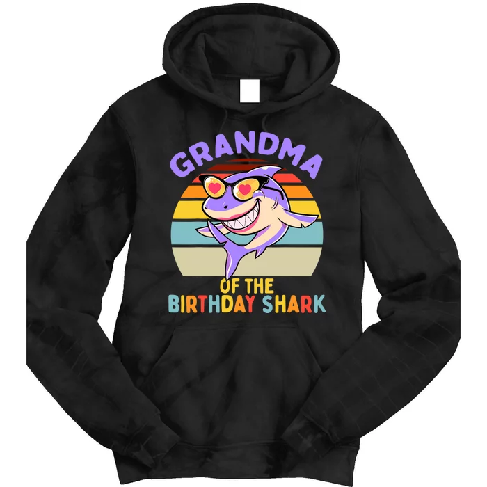 Grandma of the Shark Birthday Matching Family Tie Dye Hoodie