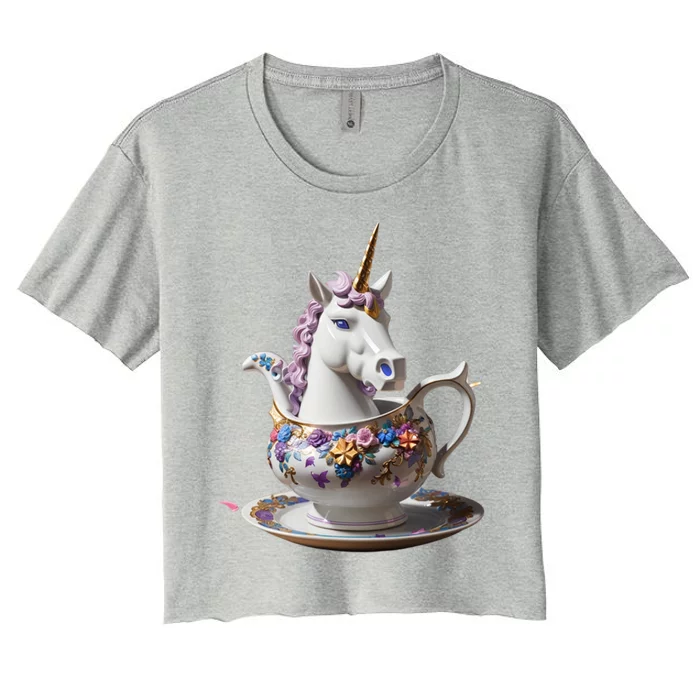 Get On The Unicorn Gravy Boat Cute Gift Women's Crop Top Tee