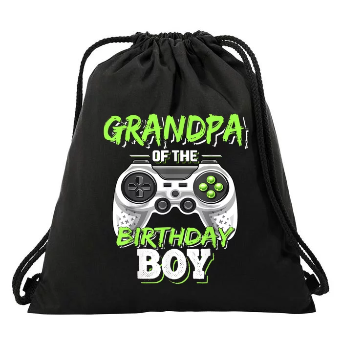 Grandpa Of The Birthday Boy Matching Video Game Birthday Drawstring Bag