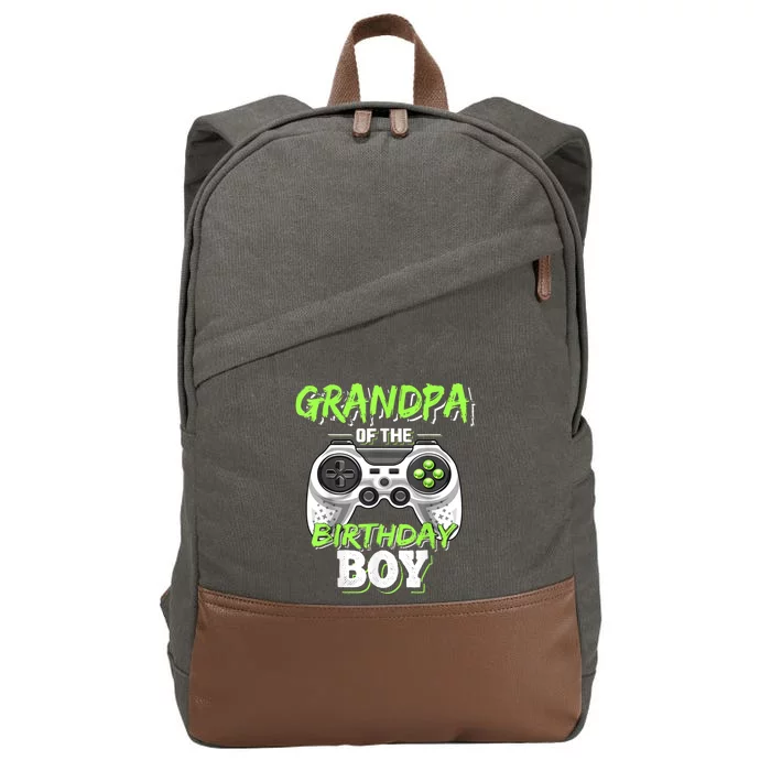 Grandpa Of The Birthday Boy Matching Video Game Birthday Cotton Canvas Backpack