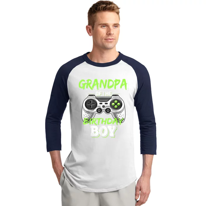 Grandpa Of The Birthday Boy Matching Video Game Birthday Baseball Sleeve Shirt