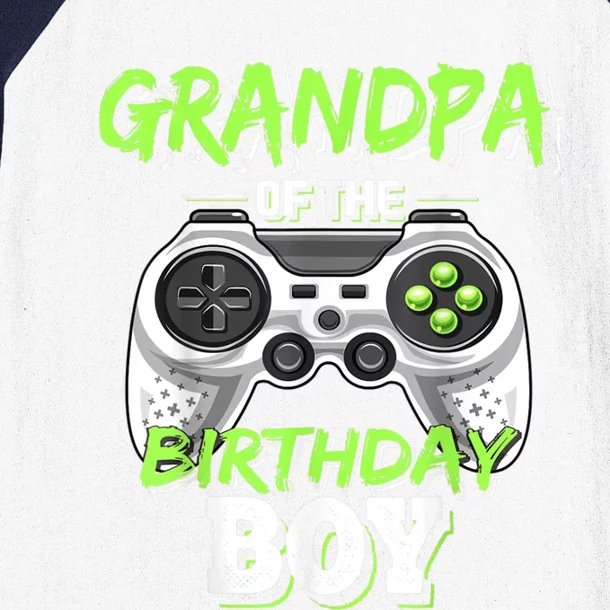 Grandpa Of The Birthday Boy Matching Video Game Birthday Baseball Sleeve Shirt