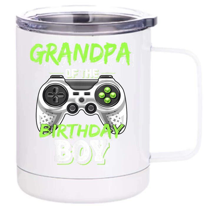 Grandpa Of The Birthday Boy Matching Video Game Birthday Front & Back 12oz Stainless Steel Tumbler Cup