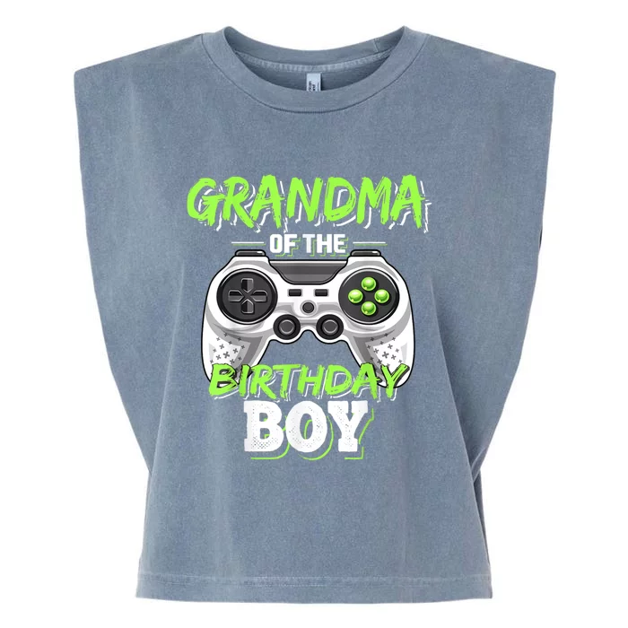 Grandma Of The Birthday Boy Matching Video Game Birthday Garment-Dyed Women's Muscle Tee