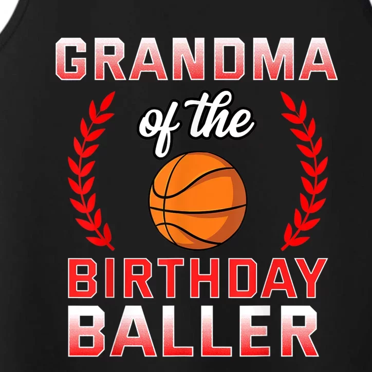 Grandma Of The Birthday Boy Basketball Bday Performance Tank