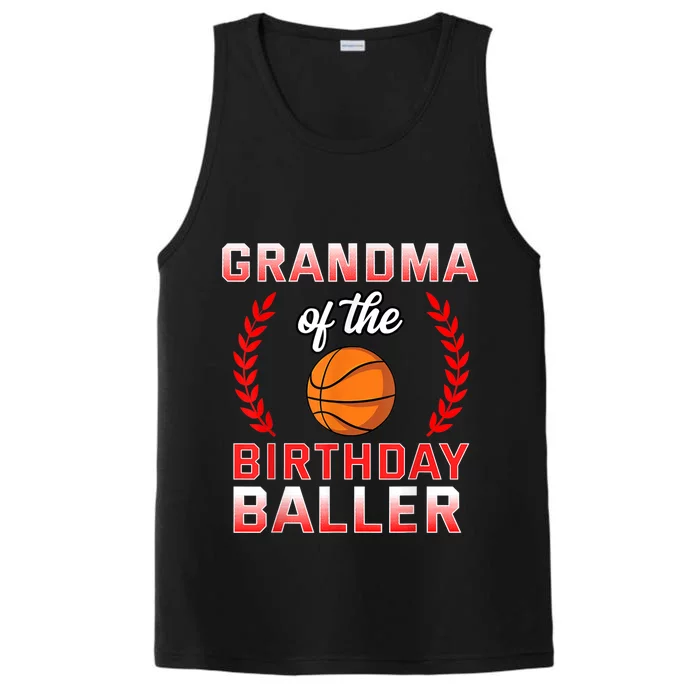 Grandma Of The Birthday Boy Basketball Bday Performance Tank