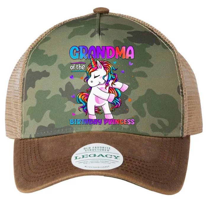 Grandma Of The Birthday Princess Flossing Unicorn Grandma Legacy Tie Dye Trucker Hat