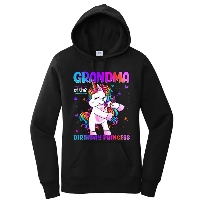 Grandma Of The Birthday Princess Flossing Unicorn Grandma Women's Pullover Hoodie