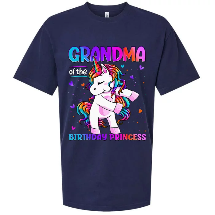 Grandma Of The Birthday Princess Flossing Unicorn Grandma Sueded Cloud Jersey T-Shirt