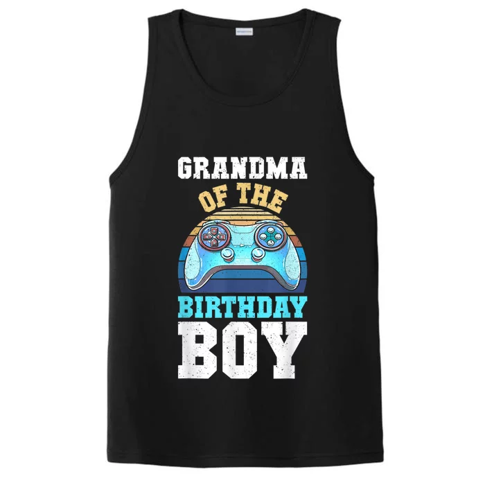 Grandma Of The Birthday Boy Matching Video Gamer Birthday Performance Tank