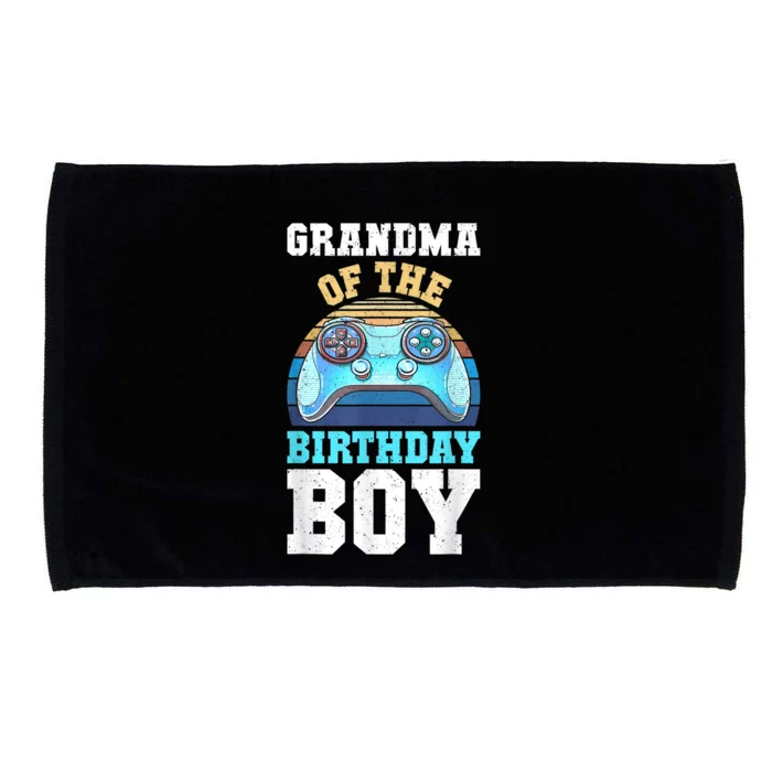 Grandma Of The Birthday Boy Matching Video Gamer Birthday Microfiber Hand Towel