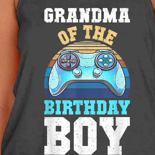 Grandma Of The Birthday Boy Matching Video Gamer Birthday Women's Knotted Racerback Tank