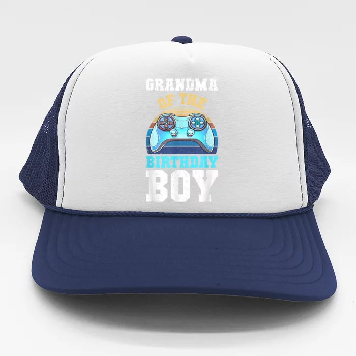 Grandma Of The Birthday Boy Matching Video Gamer Birthday Trucker Hat