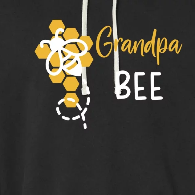 Grandpa Of The Bee 1st Birthday Outfit First Bee Day Family Gift Garment-Dyed Fleece Hoodie