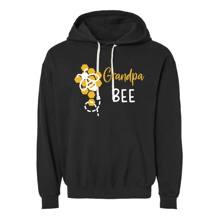 Grandpa Of The Bee 1st Birthday Outfit First Bee Day Family Gift Garment-Dyed Fleece Hoodie