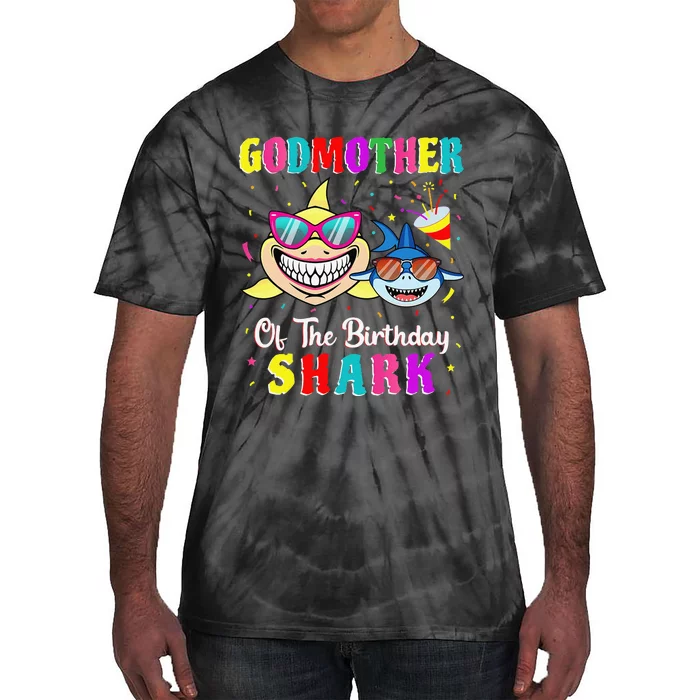 Godmother Of The Shark Birthday Family Birthday Godson Tie-Dye T-Shirt