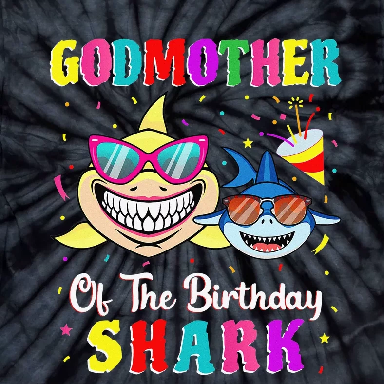 Godmother Of The Shark Birthday Family Birthday Godson Tie-Dye T-Shirt