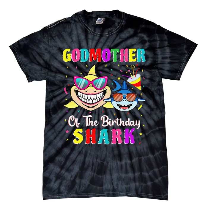 Godmother Of The Shark Birthday Family Birthday Godson Tie-Dye T-Shirt