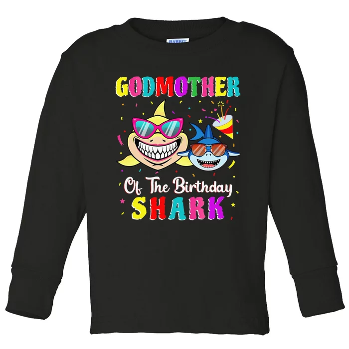 Godmother Of The Shark Birthday Family Birthday Godson Toddler Long Sleeve Shirt