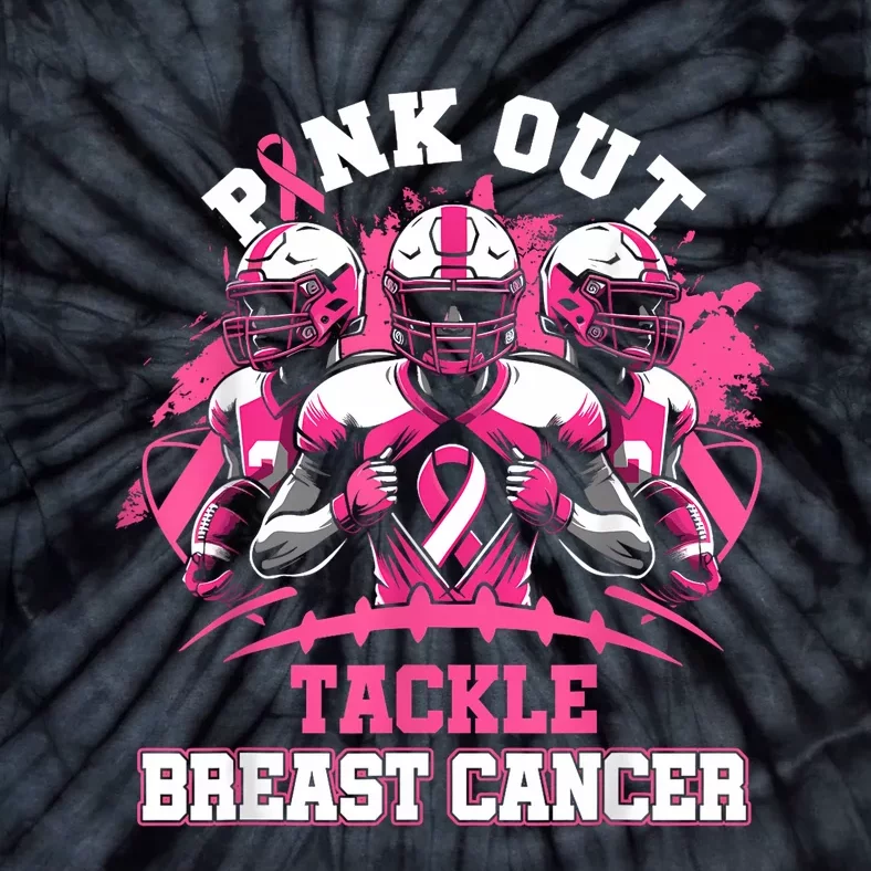 Gift Out Tackle Breast Cancer Awareness American Football Tie-Dye T-Shirt