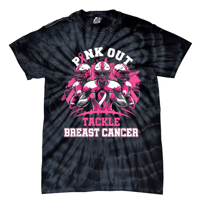 Gift Out Tackle Breast Cancer Awareness American Football Tie-Dye T-Shirt