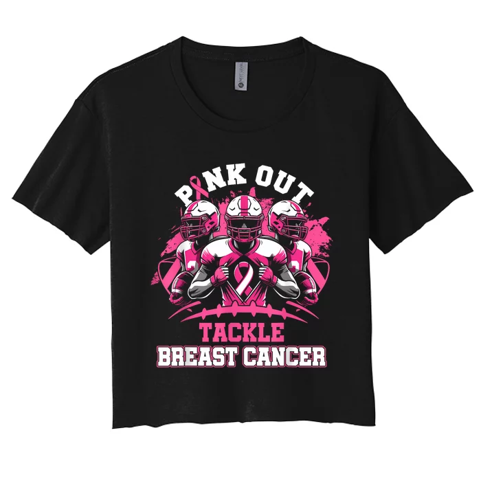 Gift Out Tackle Breast Cancer Awareness American Football Women's Crop Top Tee