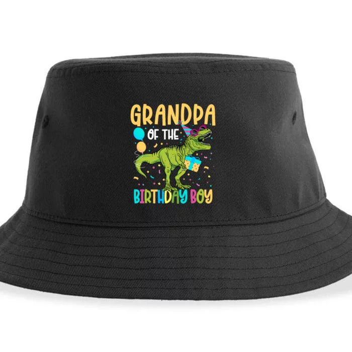 Grandpa Of The Birthday Boy Family Matching Dinosaur Squad Sustainable Bucket Hat