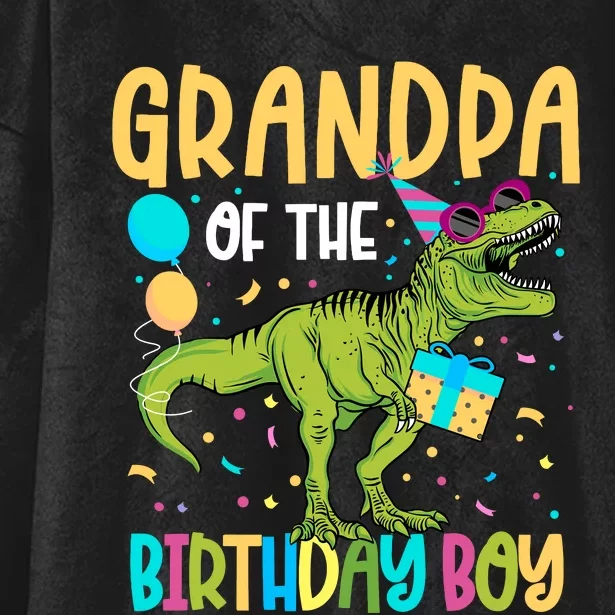 Grandpa Of The Birthday Boy Family Matching Dinosaur Squad Hooded Wearable Blanket