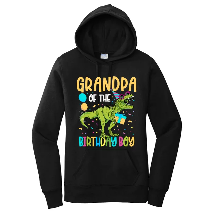 Grandpa Of The Birthday Boy Family Matching Dinosaur Squad Women's Pullover Hoodie