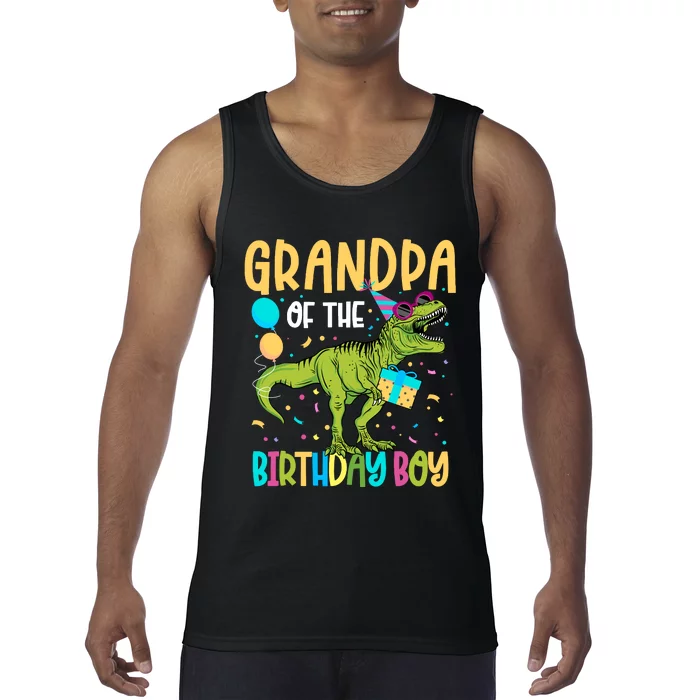 Grandpa Of The Birthday Boy Family Matching Dinosaur Squad Tank Top