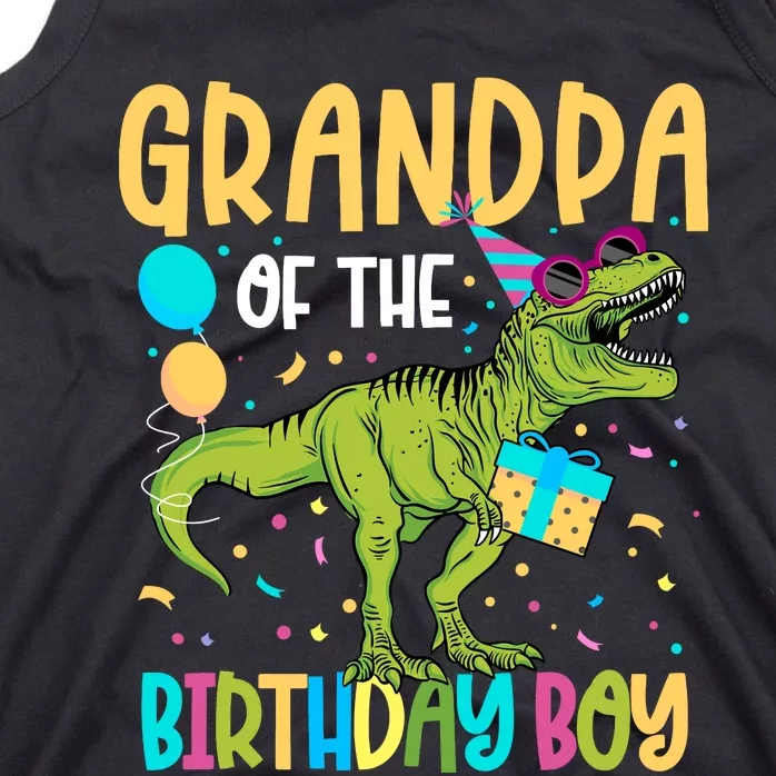 Grandpa Of The Birthday Boy Family Matching Dinosaur Squad Tank Top