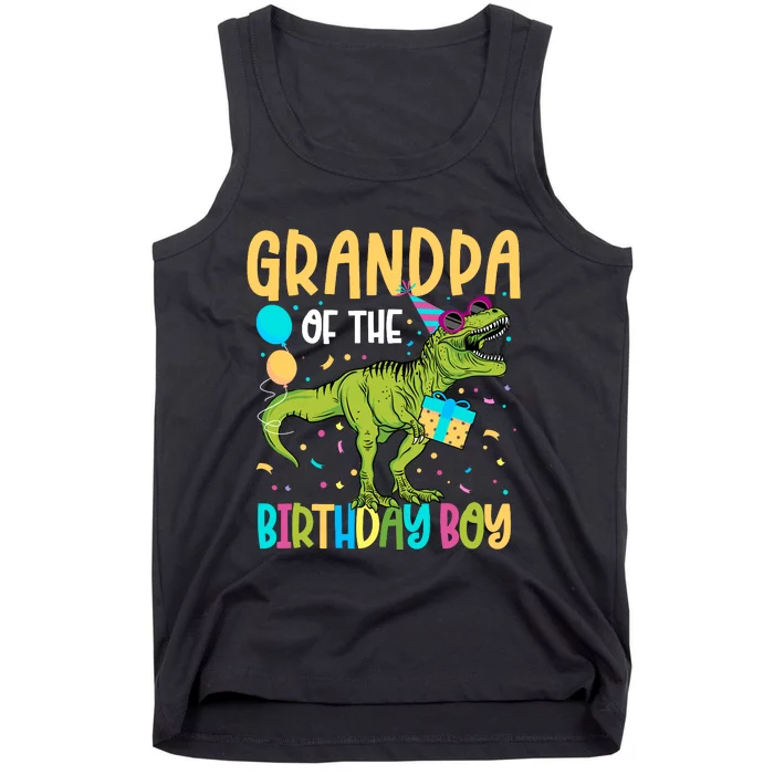 Grandpa Of The Birthday Boy Family Matching Dinosaur Squad Tank Top