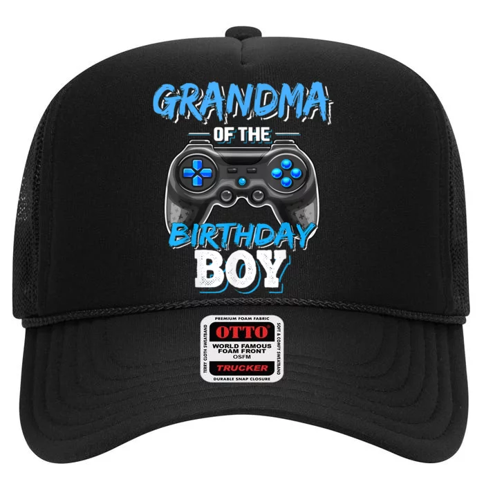 Grandma Of The Birthday Boy Matching Video Game Birthday High Crown Mesh Trucker Hat