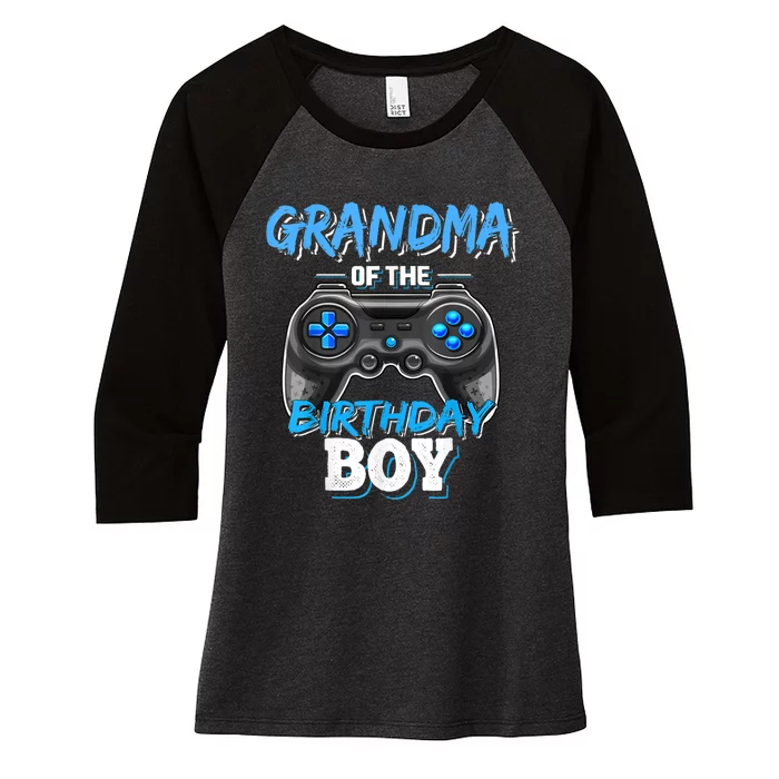 Grandma Of The Birthday Boy Matching Video Game Birthday Women's Tri-Blend 3/4-Sleeve Raglan Shirt