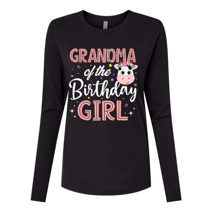 Grandma Of The Birthday Cow gift Birthday Womens Cotton Relaxed Long Sleeve T-Shirt