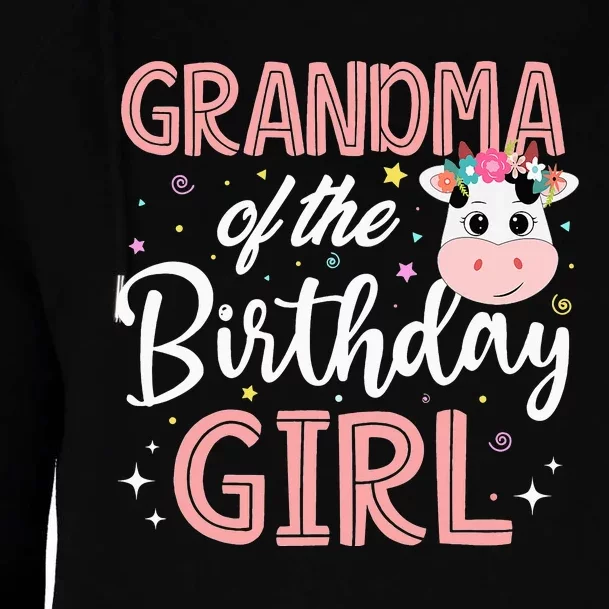 Grandma Of The Birthday Cow gift Birthday Womens Funnel Neck Pullover Hood