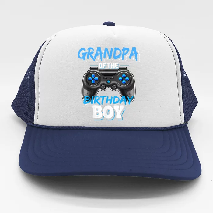 Grandpa Of The Birthday Boy Matching Video Game Birthday Trucker Hat