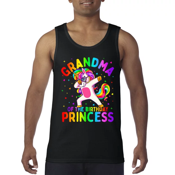 Grandma of the Birthday Princess Dabbing Unicorn Tank Top