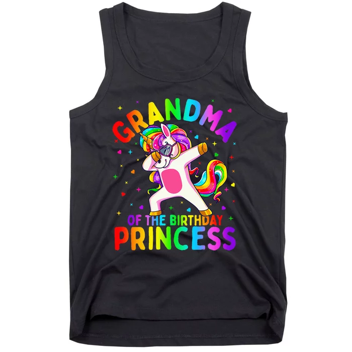 Grandma of the Birthday Princess Dabbing Unicorn Tank Top