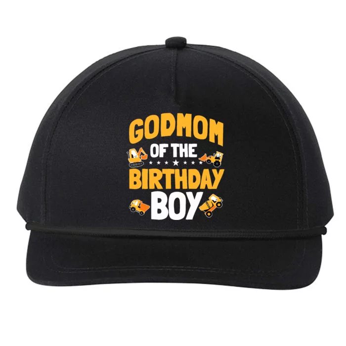 Godmom Of The Birthday Boy Construction Worker Bday Party Snapback Five-Panel Rope Hat