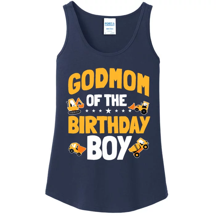 Godmom Of The Birthday Boy Construction Worker Bday Party Ladies Essential Tank