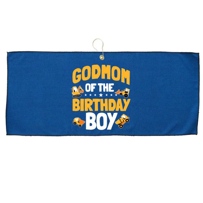 Godmom Of The Birthday Boy Construction Worker Bday Party Large Microfiber Waffle Golf Towel