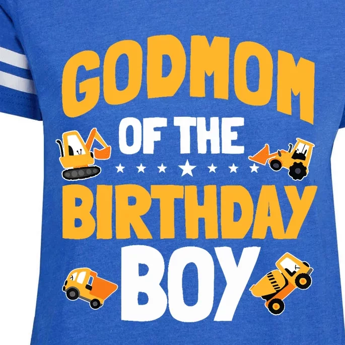 Godmom Of The Birthday Boy Construction Worker Bday Party Enza Ladies Jersey Football T-Shirt