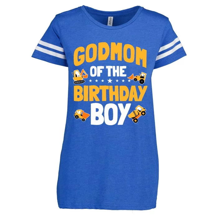 Godmom Of The Birthday Boy Construction Worker Bday Party Enza Ladies Jersey Football T-Shirt