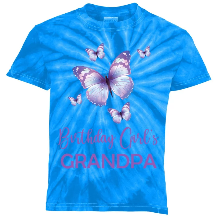 Grandpa Of The Birthday Butterfly Family 1st Birthday Gift Kids Tie-Dye T-Shirt