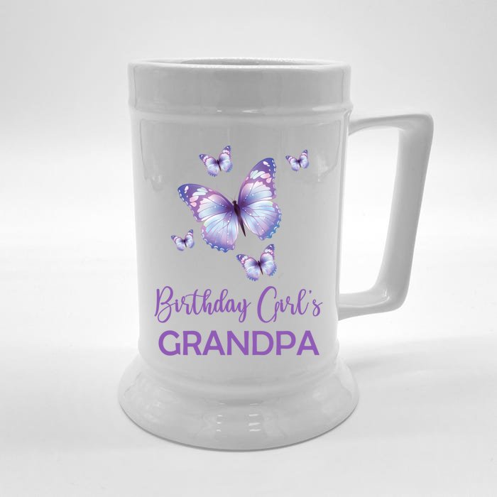 Grandpa Of The Birthday Butterfly Family 1st Birthday Gift Front & Back Beer Stein